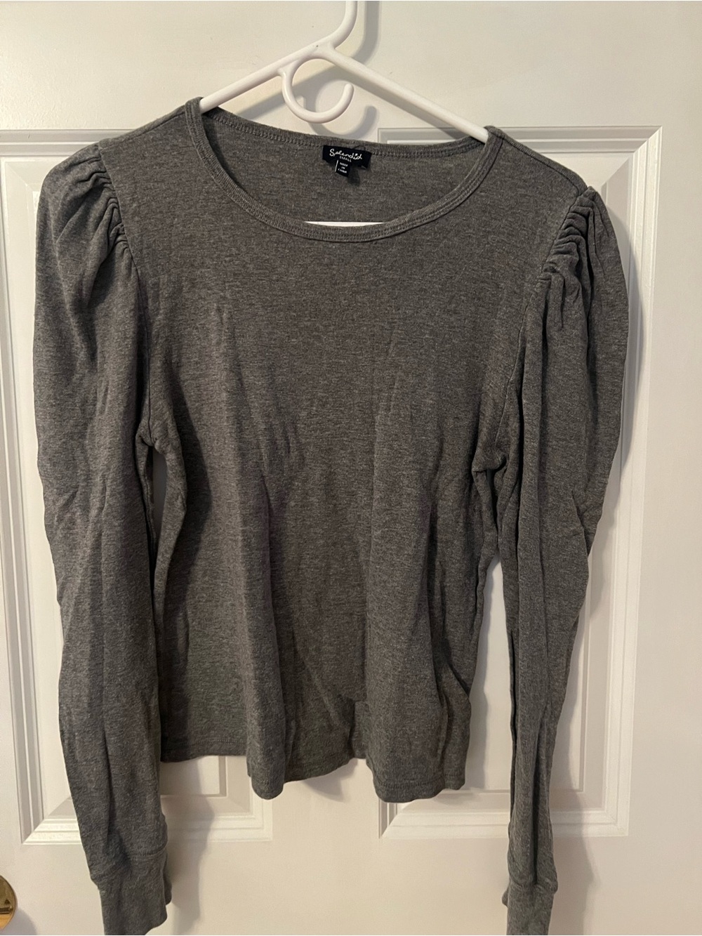 Splendid Gray Puff-Sleeve Long Sleeve Top